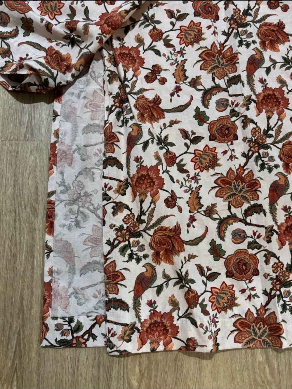 Laura Ashley Floral Curtains in Rust, Green and Cream